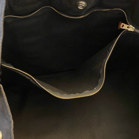 HERMÈS Canvas Fourre Tout Bag Cotton Canvas Tote Bag Black Gray - Picture 8 of 12